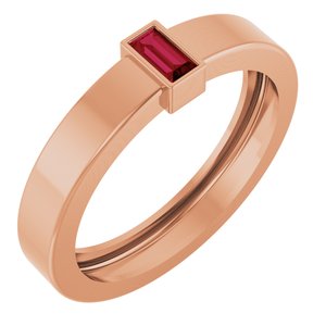 14K Rose Gold Lab-Grown Ruby  Bezel-Set Ring Size 7.5