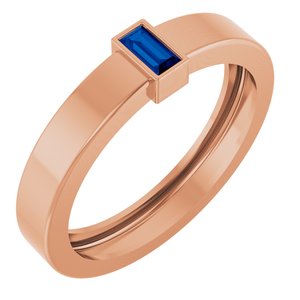 14K Rose Gold Lab-Grown Blue Sapphire  Bezel-Set Ring Size 8