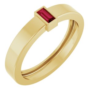 14K Yellow Gold Lab-Grown Ruby  Bezel-Set Ring Size 8