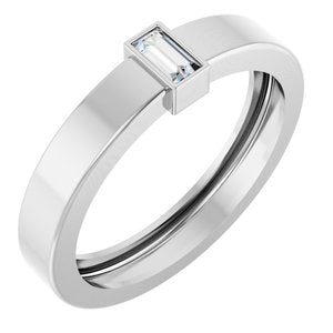 14K White Gold Lab-Grown Diamond  Bezel-Set Ring Size 8