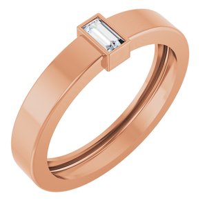 14K Rose Gold Lab-Grown Diamond  Bezel-Set Ring Size 8