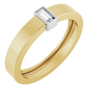 14K Yellow/White Gold Lab-Grown Diamond  Bezel-Set Ring Size 8