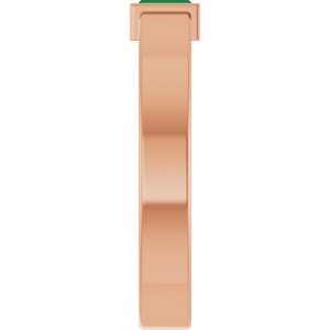14K Rose Gold Lab-Grown Emerald  Bezel-Set Ring Size 7.5 – image 4