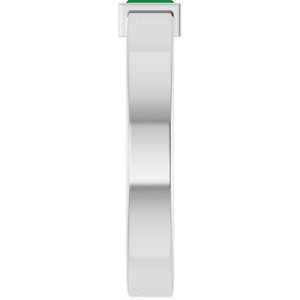 14K White Gold Lab-Grown Emerald  Bezel-Set Ring Size 7.5 – image 4