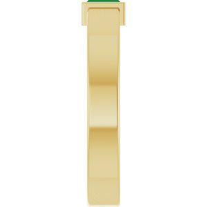 14K Yellow Gold Lab-Grown Emerald  Bezel-Set Ring Size 7.5 – image 4