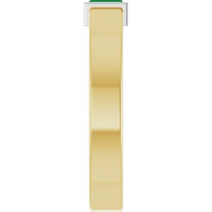 14K Yellow/White Gold Lab-Grown Emerald  Bezel-Set Ring Size 7.5 – image 4