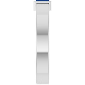 14K White Gold Lab-Grown Blue Sapphire  Bezel-Set Ring Size 7.5 – image 4