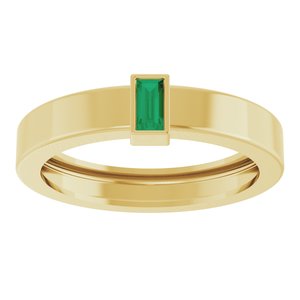 14K Yellow Gold Lab-Grown Emerald  Bezel-Set Ring Size 7.5 – image 3