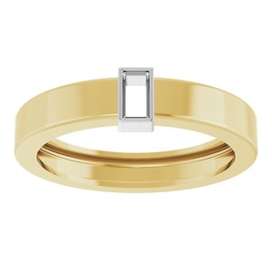 14K Yellow/White Gold 4x2 mm Straight Baguette Bezel-Set Ring Mounting Size 7.5 – image 6