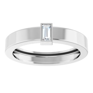 14K White Gold 4x2 mm Straight Baguette Bezel-Set Ring Mounting Size 7.5 – image 5