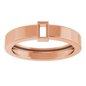 14K Rose Gold 4x2 mm Straight Baguette Bezel-Set Ring Mounting Size 7.5 – image 6