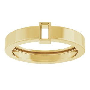 14K Yellow Gold 4x2 mm Straight Baguette Bezel-Set Ring Mounting Size 7.5 – image 6