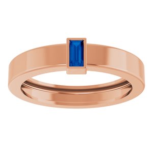 14K Rose Gold Lab-Grown Blue Sapphire  Bezel-Set Ring Size 7.5 – image 3