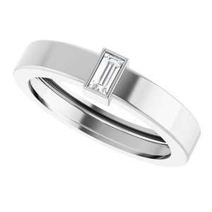 14K White Gold Natural Diamond  Bezel-Set Ring Size 7.5 – image 5