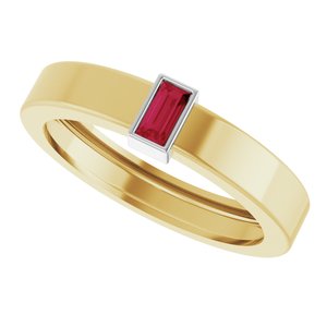 14K Yellow/White Gold Lab-Grown Ruby  Bezel-Set Ring Size 7.5 – image 5