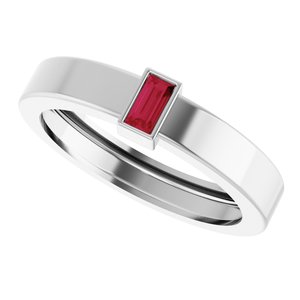 14K White Gold Lab-Grown Ruby  Bezel-Set Ring Size 7.5 – image 5
