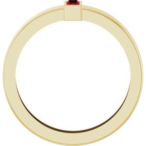 14K Yellow Gold Lab-Grown Ruby  Bezel-Set Ring Size 8 – image 2