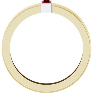 14K Yellow/White Gold Lab-Grown Ruby  Bezel-Set Ring Size 8 – image 2