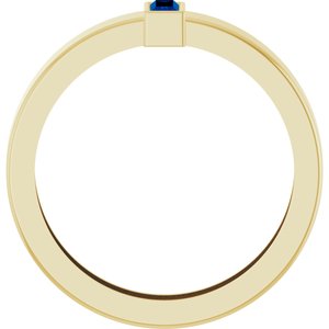 14K Yellow Gold Lab-Grown Blue Sapphire  Bezel-Set Ring Size 8 – image 2