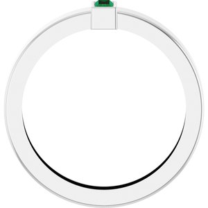 14K White Gold Lab-Grown Emerald  Bezel-Set Ring Size 8 – image 2