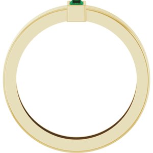 14K Yellow Gold Lab-Grown Emerald  Bezel-Set Ring Size 8 – image 2