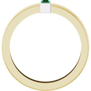 14K Yellow/White Gold Lab-Grown Emerald  Bezel-Set Ring Size 8 – image 2