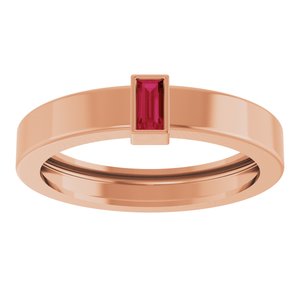 14K Rose Gold Lab-Grown Ruby  Bezel-Set Ring Size 8 – image 3