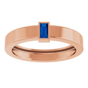 14K Rose Gold Lab-Grown Blue Sapphire  Bezel-Set Ring Size 8 – image 3