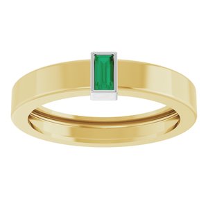 14K Yellow/White Gold Lab-Grown Emerald  Bezel-Set Ring Size 8 – image 3