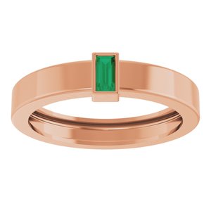 14K Rose Gold Lab-Grown Emerald  Bezel-Set Ring Size 8 – image 3