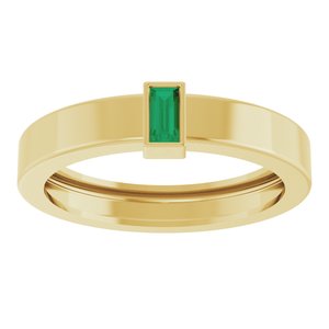 14K Yellow Gold Lab-Grown Emerald  Bezel-Set Ring Size 8 – image 3