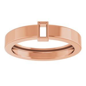 14K Rose Gold 4x2 mm Straight Baguette Bezel-Set Ring Mounting Size 8 – image 6