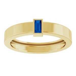 14K Yellow Gold Lab-Grown Blue Sapphire  Bezel-Set Ring Size 8 – image 3