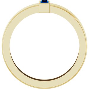 14K Yellow Gold Lab-Grown Blue Sapphire  Bezel-Set Ring Size 7.5 – image 2