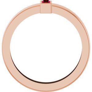 14K Rose Gold Lab-Grown Ruby  Bezel-Set Ring Size 7.5 – image 2