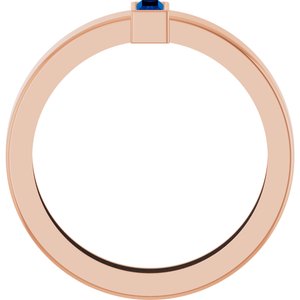 14K Rose Gold Lab-Grown Blue Sapphire  Bezel-Set Ring Size 7.5 – image 2