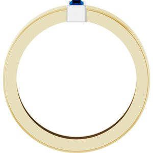 14K Yellow/White Gold Lab-Grown Blue Sapphire  Bezel-Set Ring Size 7.5 – image 2