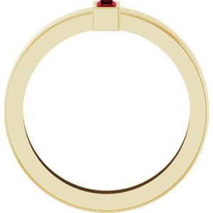 14K Yellow Gold Lab-Grown Ruby  Bezel-Set Ring Size 7.5 – image 2