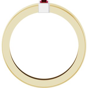 14K Yellow/White Gold Lab-Grown Ruby  Bezel-Set Ring Size 7.5 – image 2