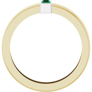 14K Yellow/White Gold Lab-Grown Emerald  Bezel-Set Ring Size 7.5 – image 2