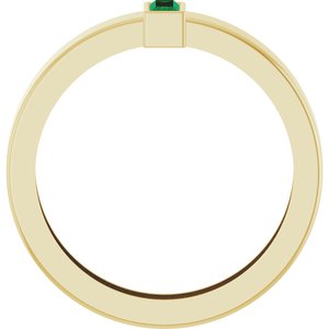 14K Yellow Gold Lab-Grown Emerald  Bezel-Set Ring Size 7.5 – image 2