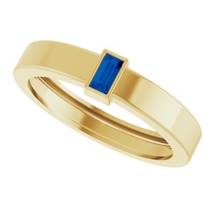 14K Yellow Gold Lab-Grown Blue Sapphire  Bezel-Set Ring Size 8.5 – image 5