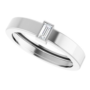 14K White Gold Natural Diamond  Bezel-Set Ring Size 8.5 – image 5