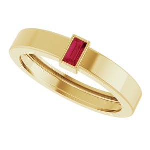 14K Yellow Gold Lab-Grown Ruby  Bezel-Set Ring Size 8.5 – image 5
