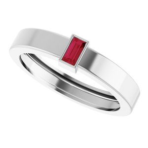 14K White Gold Lab-Grown Ruby  Bezel-Set Ring Size 8.5 – image 5