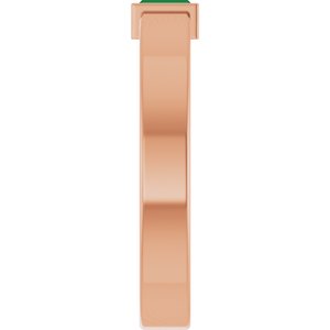 14K Rose Gold Lab-Grown Emerald  Bezel-Set Ring Size 8.5 – image 4