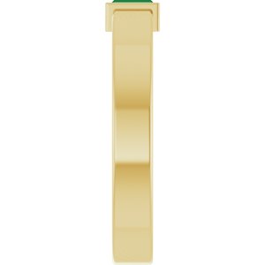 14K Yellow Gold Lab-Grown Emerald  Bezel-Set Ring Size 8.5 – image 4
