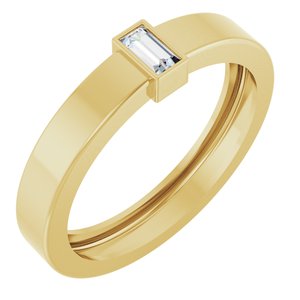 14K Yellow Gold Natural Diamond  Bezel-Set Ring Size 8.5