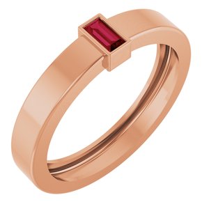 14K Rose Gold Lab-Grown Ruby  Bezel-Set Ring Size 8.5
