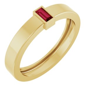 14K Yellow Gold Lab-Grown Ruby  Bezel-Set Ring Size 8.5